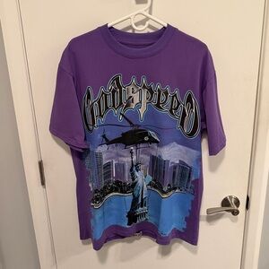 GODSPEED JFK TO MIA T SHIRT PURPLE SIZE XL